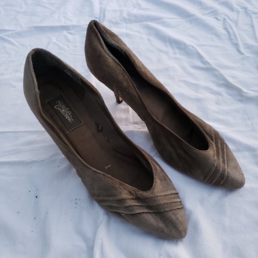 Women's Brown High Heel REAL Leather Shoes - Size 12